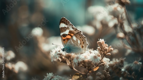 Butterly and flowers