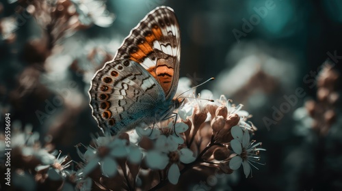 Butterly and flowers