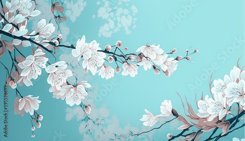 Floral pattern on turquoise background, card, invitation, writing room, wedding card, wedding invitation, RSVP