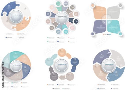 infographics collection with pastel colors