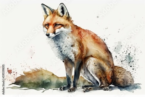 Wallpaper Mural Watercolor fox illustration white background,Generative AI Torontodigital.ca