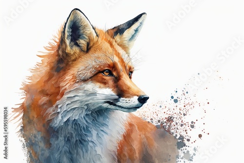 Wallpaper Mural Watercolor fox illustration white background,Generative AI Torontodigital.ca