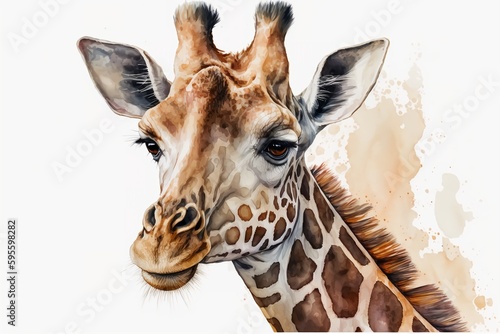 Wallpaper Mural Watercolor giraffe illustration white background,Generative AI Torontodigital.ca