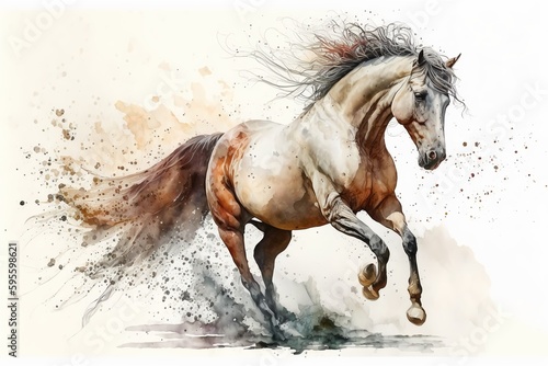 Wallpaper Mural Watercolor horse illustration white background,Generative AI Torontodigital.ca