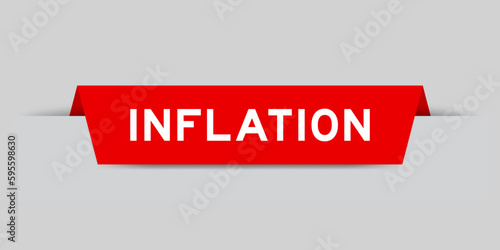 Red color inserted label with word inflation on gray background