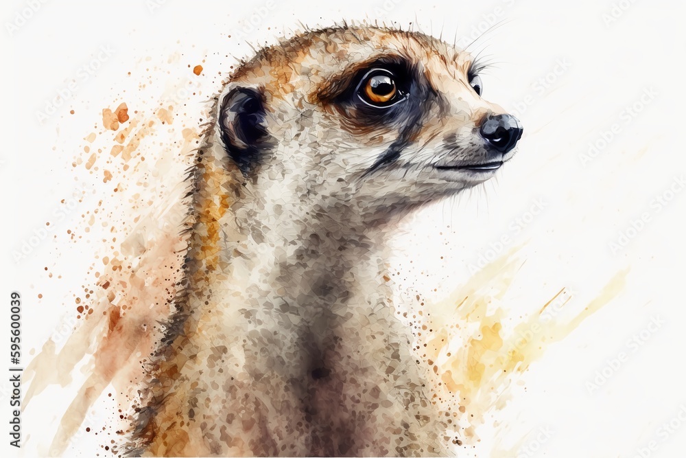 custom made wallpaper toronto digitalWatercolor meerkat illustration white background,Generative AI