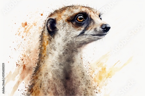 Wallpaper Mural Watercolor meerkat illustration white background,Generative AI Torontodigital.ca