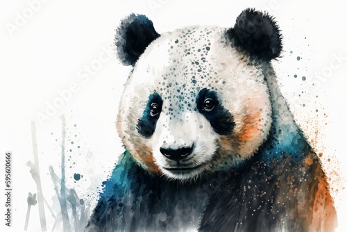 Watercolor panda illustration white background,Generative AI
