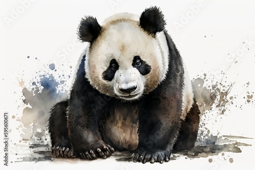 Watercolor panda illustration white background,Generative AI