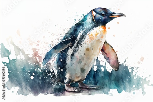 Wallpaper Mural Watercolor penguin illustration white background,Generative AI Torontodigital.ca