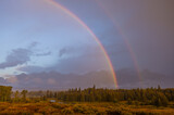 Autumn Landscape in the Tetons in a Storm with Rainbow