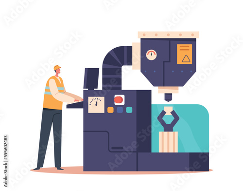 Worker Male Character Implementing Measures To Mitigate Risks, And Monitoring And Adjusting Controls, Analyzing Data