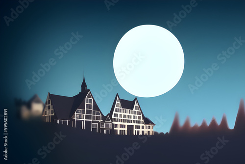 skyline with big moon, AI generated © Thorsten