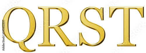 Canvastavla 3d luxury gold letter Q, R, S, T