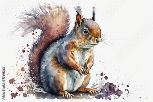 Wallpaper Mural Watercolor squirrel illustration white background,Generative AI Torontodigital.ca
