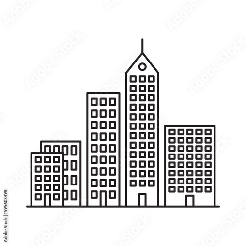 City vector linear icon. Buildings flat sign design. Building symbol isolated pictogram. Real estate UX UI icon symbol outline sign 