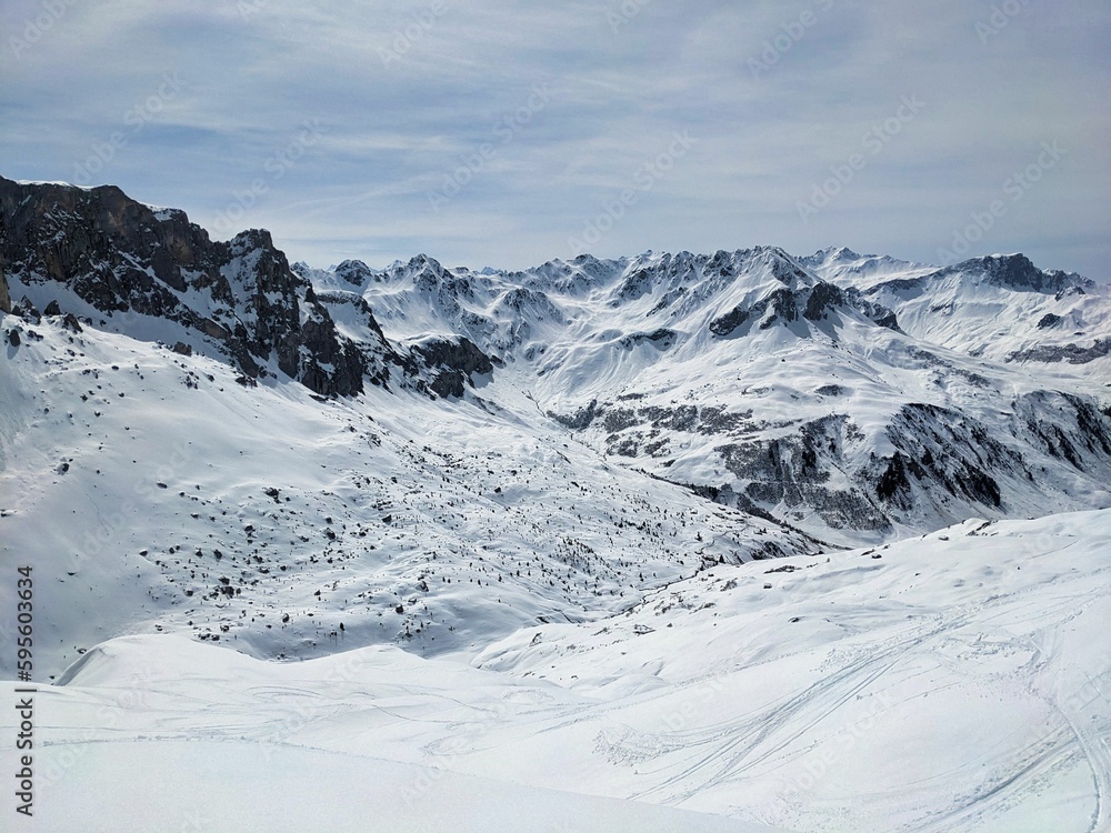 Ski mountaineering on the Sulzfluh. Winter wonderland in the Swiss and Austrian Alps. Skitour in the Rätikon St.Antönien Partnun Switzerland