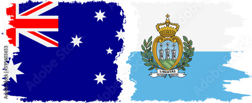 San Marino and Australia grunge flags connection vector