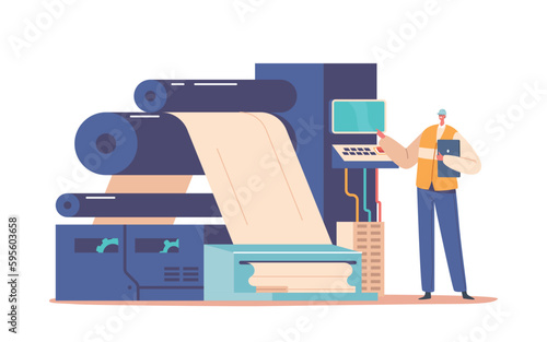 Worker Character Making Engineering Control In Production, Designing, Installing And Testing Control Systems