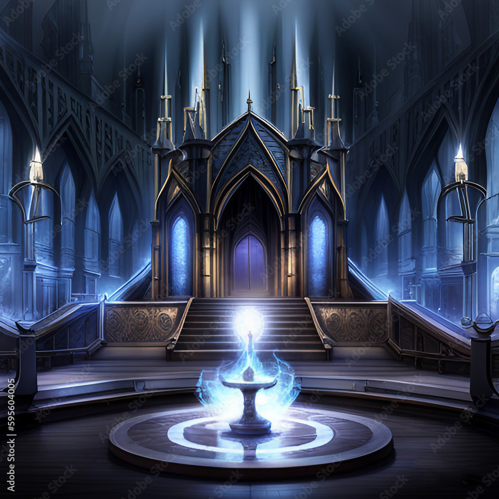 Obraz premium Fantasy Wizard Blue Magic Altar Digital Art