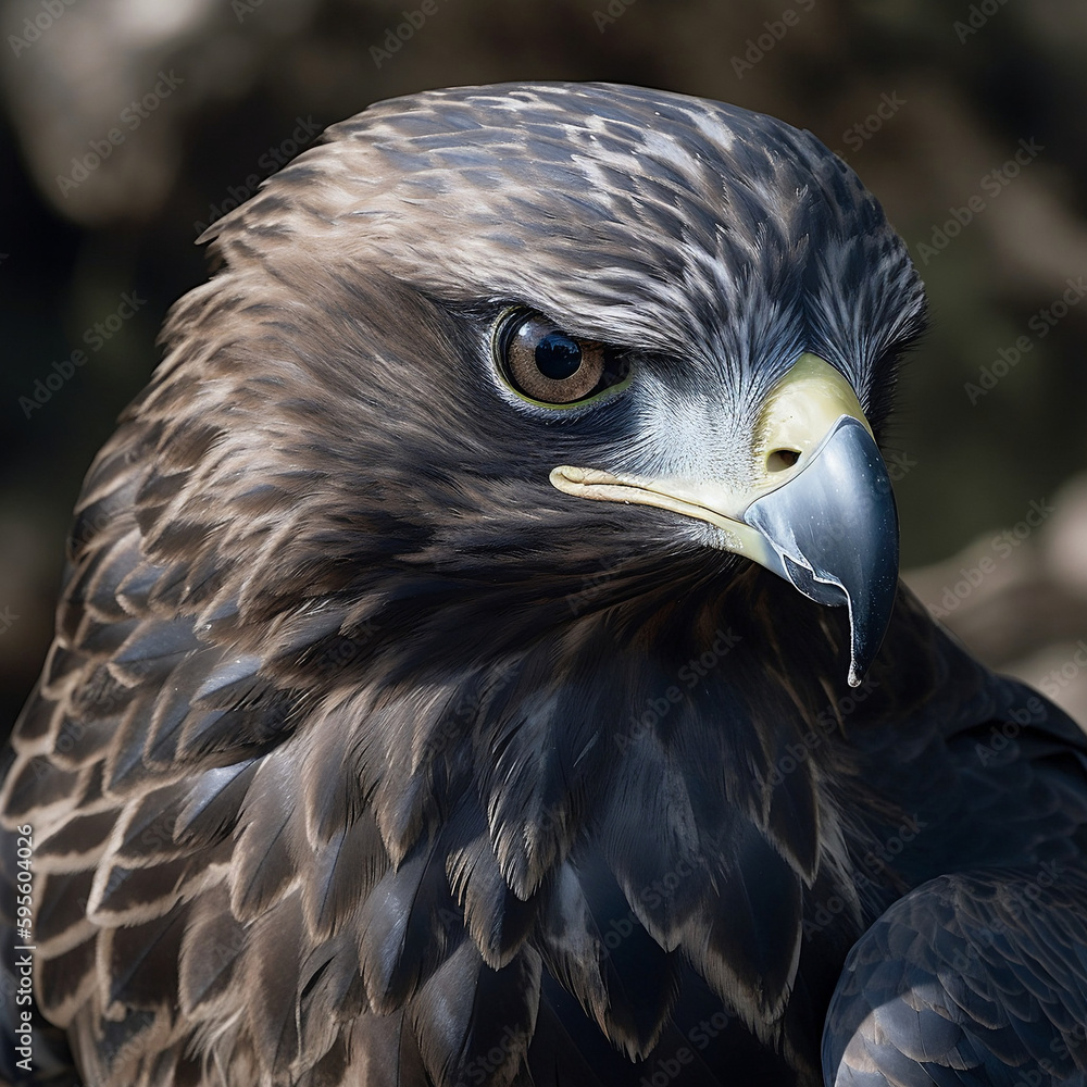 Fototapeta premium Chilean blue eagle closeup face. Generative AI. #2