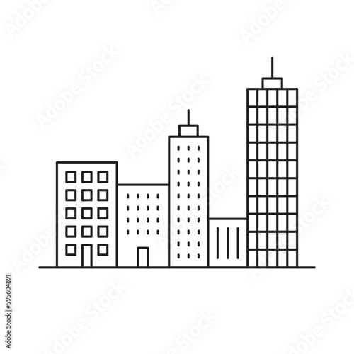 City vector linear icon. Buildings flat sign design. Building symbol isolated pictogram. Real estate UX UI icon symbol outline sign 