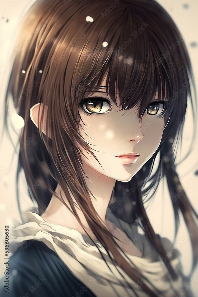 an attractive looking portrait of a manga girl with black hair, asian inspired woman, generative ai technology an attractive looking portrait of a manga girl with black hair, asian inspired woman, generative ai technology