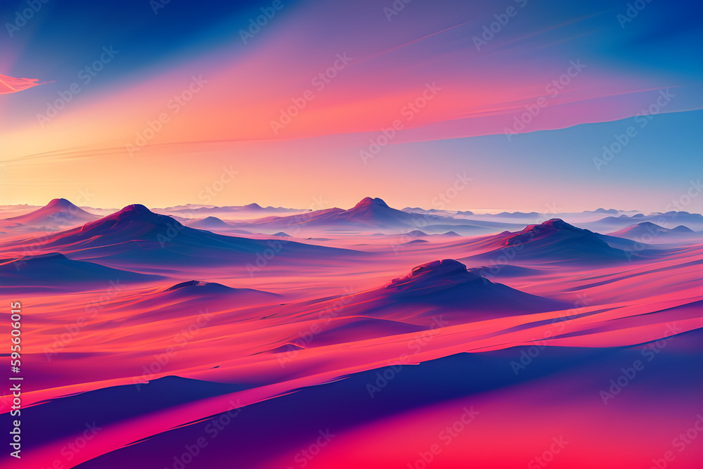 sunset in mountains, AI generated