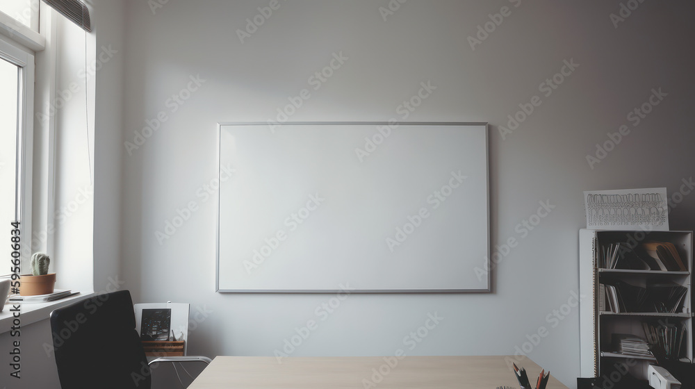Fototapeta premium Clean Slate: A Pristine Whiteboard in an Office Setting
