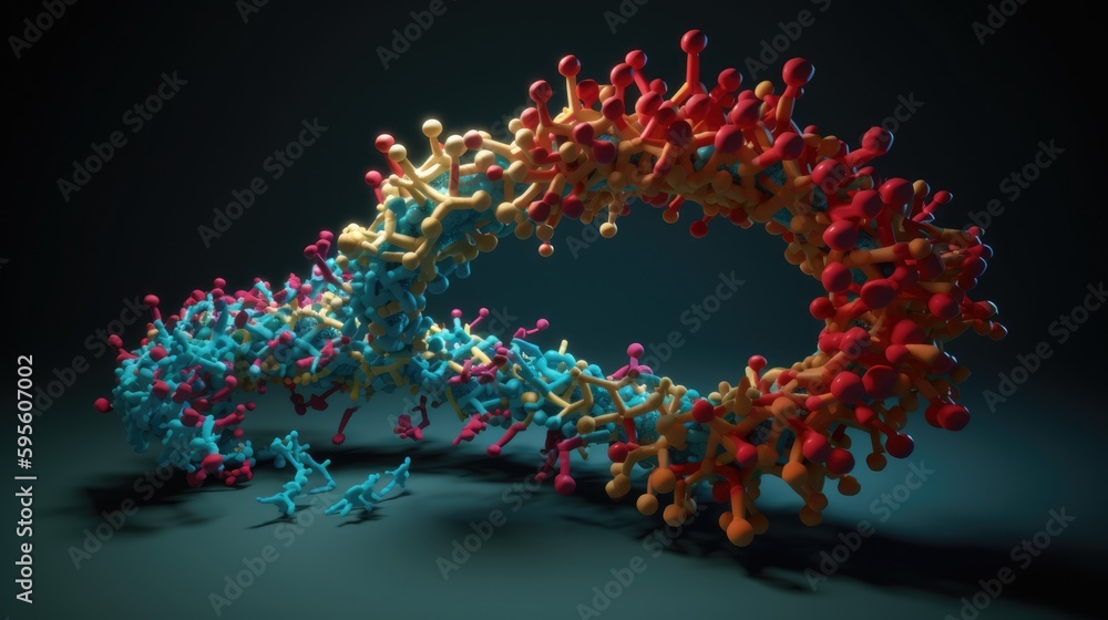 3D Visualization of Protein Folding, Intricate Molecular Process, Scientific Illustration, Biochemistry, Generative AI Illustration