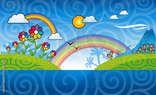 Disegno infantile Isole Arcobaleno