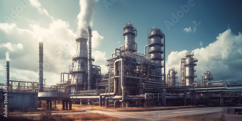petrochemical oil refinery plant, gas industrial factory, Generative AI