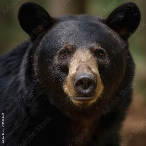 Asiatic black bear closeup face. Generative AI. #5