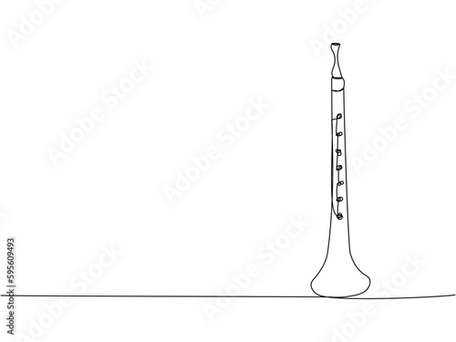 Surma one line art. Continuous line drawing of music, wind, instrument, surma, culture, ukrainian, ethnic, ukraine, traditional, musical, national, folk