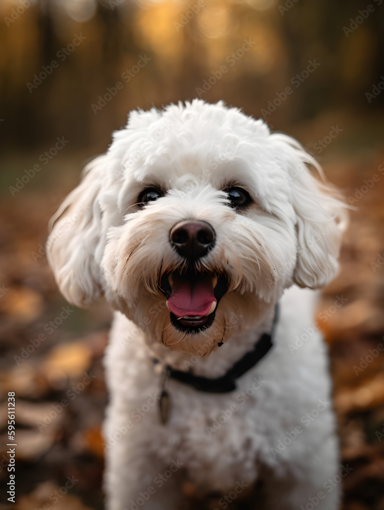 radosny, uśmiechnięty pies, pudel, portret, Generative AI