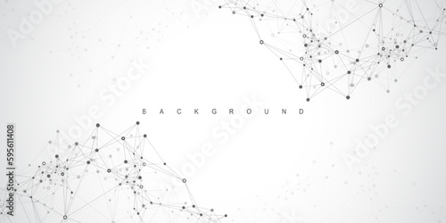 Global network background. Social network communication in the global business concept. Big data visualization. Internet technology. Vector illustration.