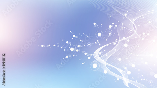 Molecular abstract structure background. Scientific vector illustration with molecule DNA. Medical, science and technology concept for banner template or header.