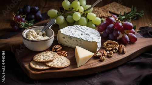 Cheese board featuring creamy brie