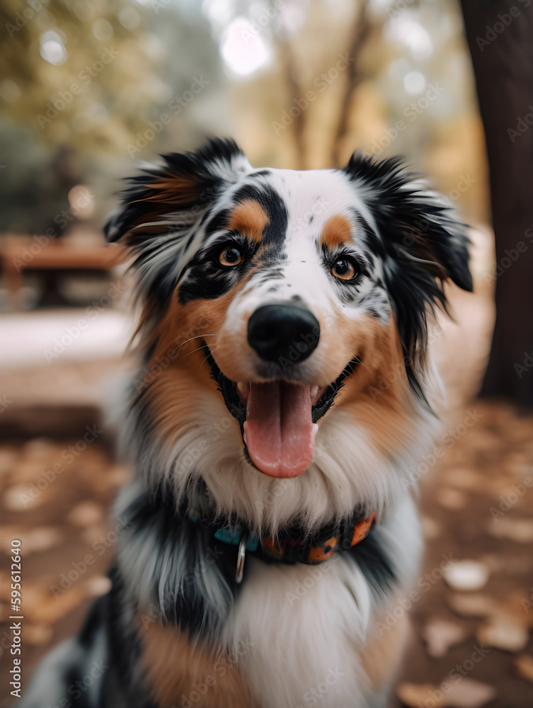 radosny, uśmiechnięty pies, portret, Generative AI