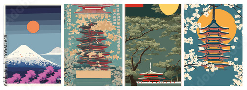 A set of vector backgrounds for text that capture the beauty of Asia in all seasons. From the iconic Mt. Fuji to the sunny fruits of Japan, Korea, and China, these backgrounds feature a mix of classic photo