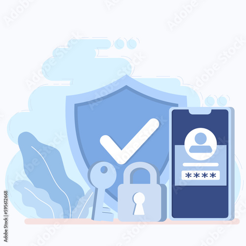Protection of sensitive data and personal information. Security measures firewalls, access controls, monitoring system. Concept of data protection. Flat vector illustration.