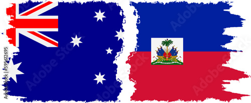 Haiti and Australia grunge flags connection vector photo
