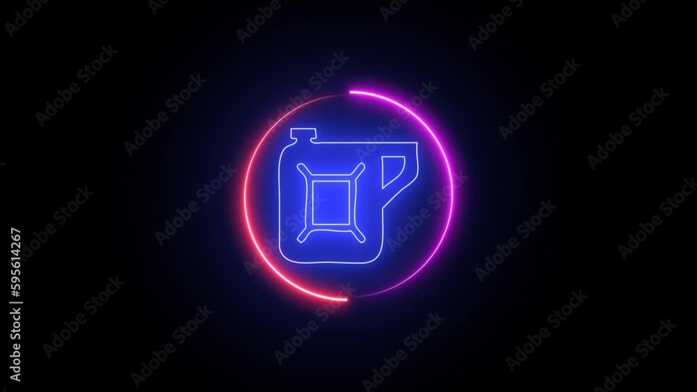 Pink and red color neon circle oil icon animation on isolated black background Pink and red color neon circle oil icon animation on isolated black background