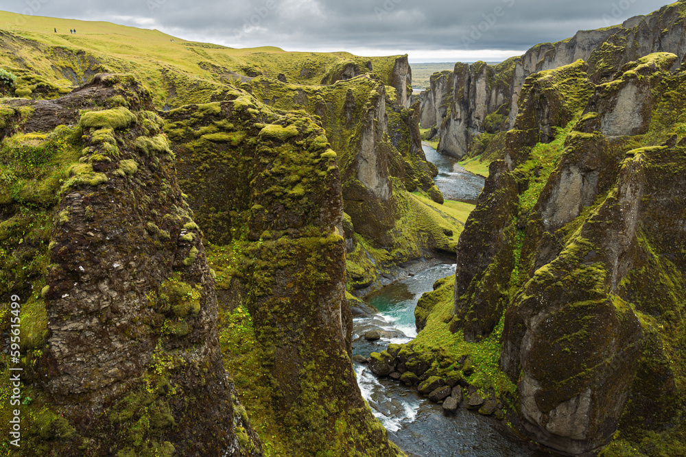 Scenic view of Fjadrargljufur canyon, south of Iceland. Popular tourist destination