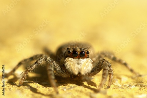 Wallpaper Mural close up of a spider on a yellow background Torontodigital.ca