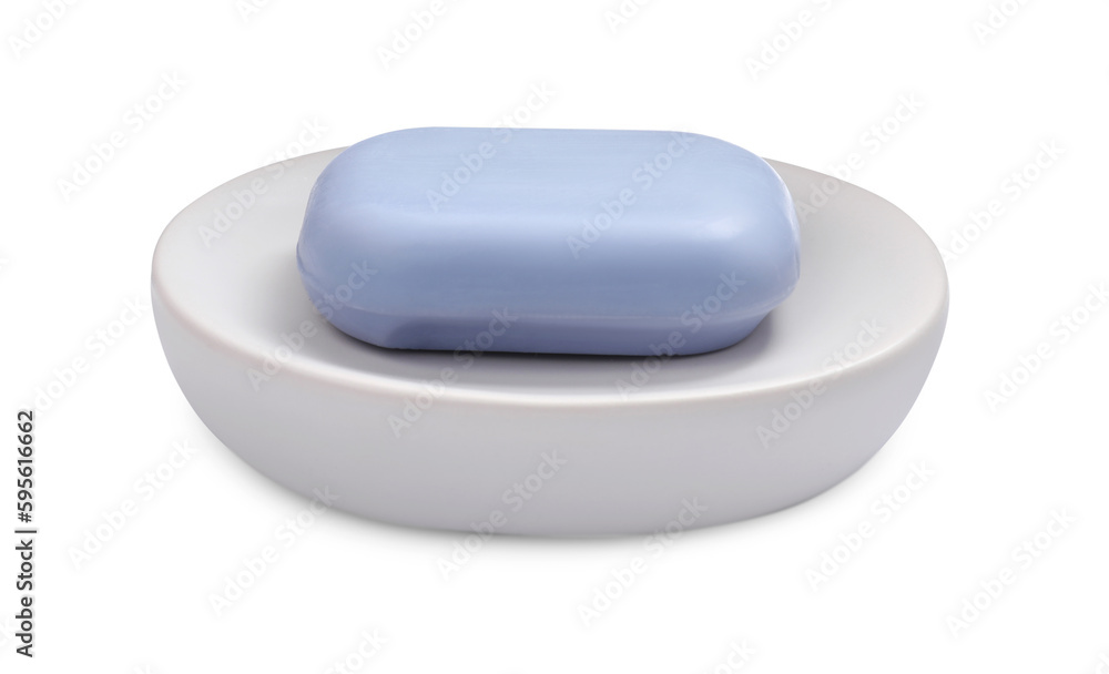 Holder with soap bar on white background Holder with soap bar on white background