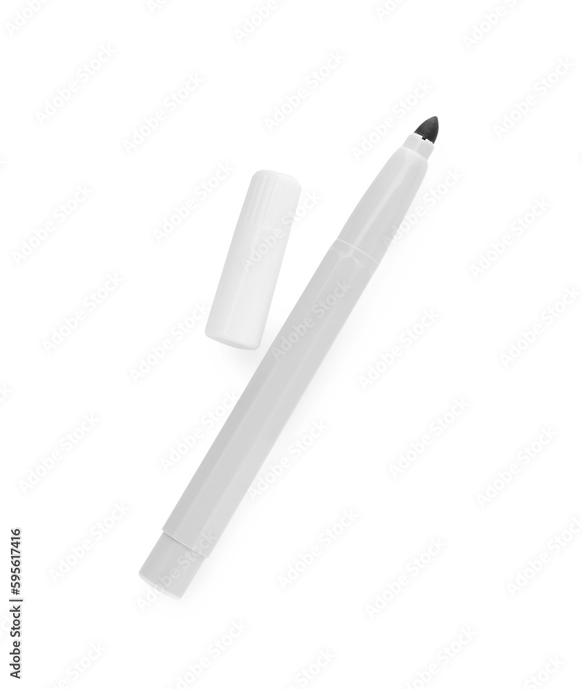 Grey marker and cap isolated on white, top view Grey marker and cap isolated on white, top view