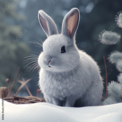  Adorable Bunny in the Winter Forest