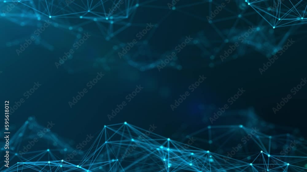 animated futuristic blue abstract fractal plexus pattern background, technology network connection motion concept