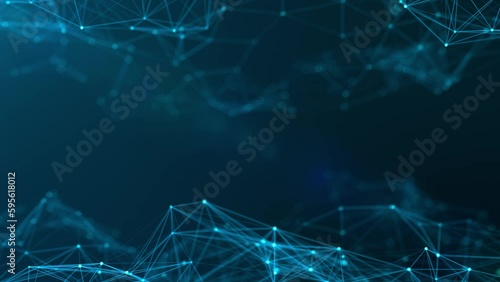 animated futuristic blue abstract fractal plexus pattern background, technology network connection motion concept